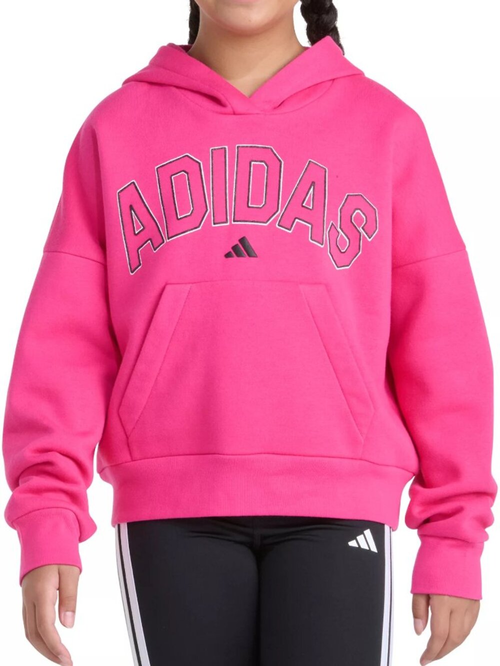adidas Girls' Graphic Fleece Pullover Hoodie - Color: Shock Pink